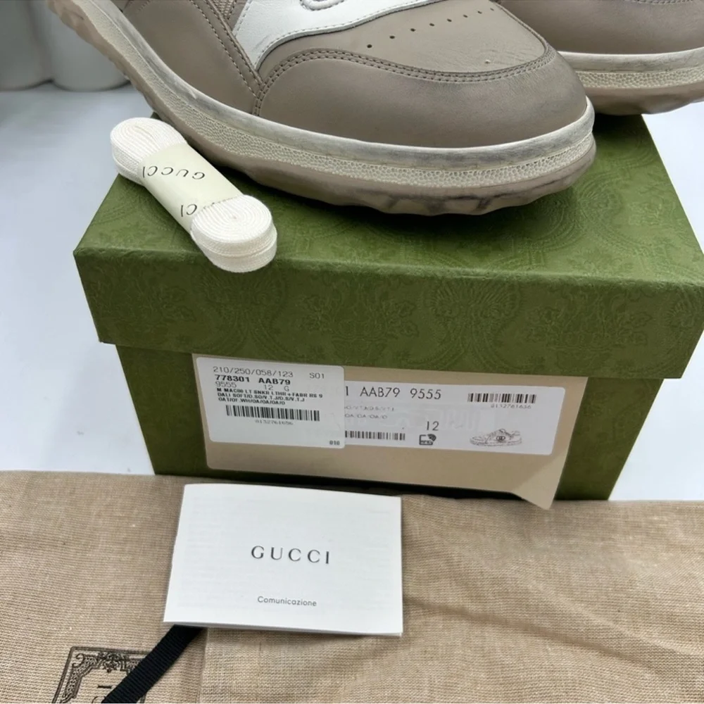 Men’s Gucci Mac 80 Dune beige low top sneakers size 12 made in Italy